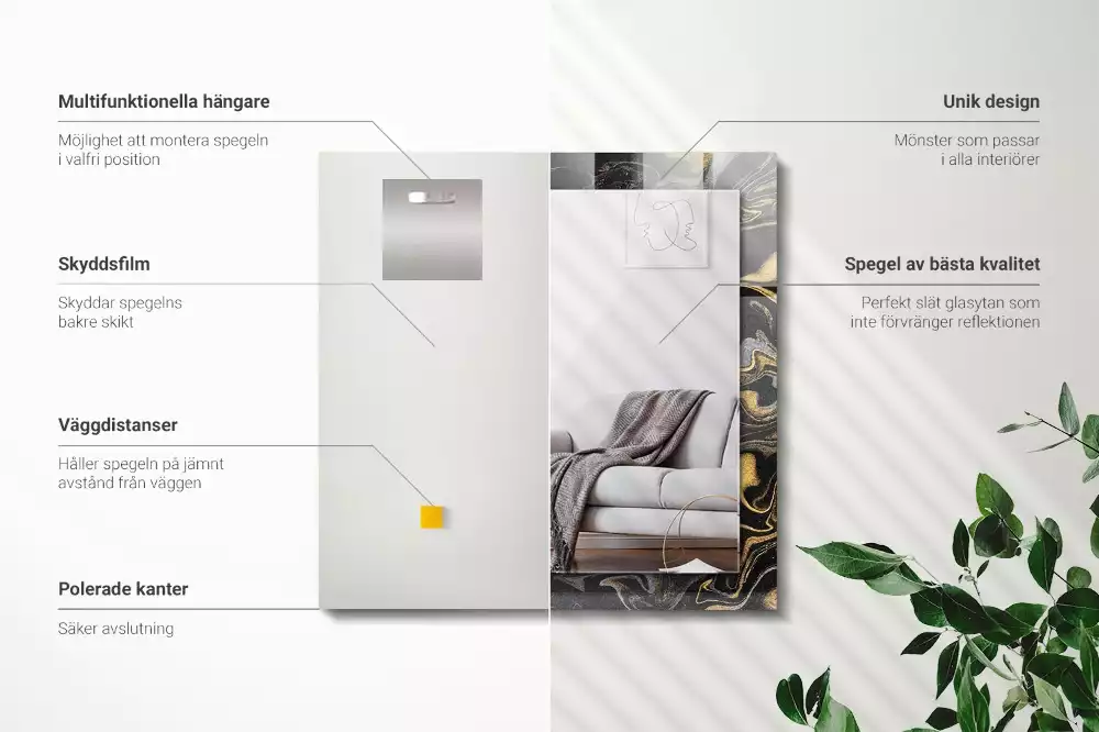 Rechthoekige spiegel met decoratie Abstract marmerpatroon