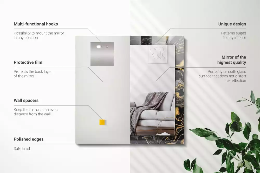 Rechthoekige spiegel met decoratie Abstract marmerpatroon