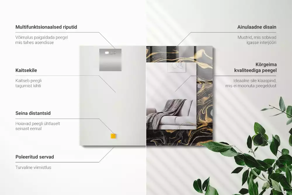 Rechthoekige spiegel met decoratie Abstract marmerpatroon