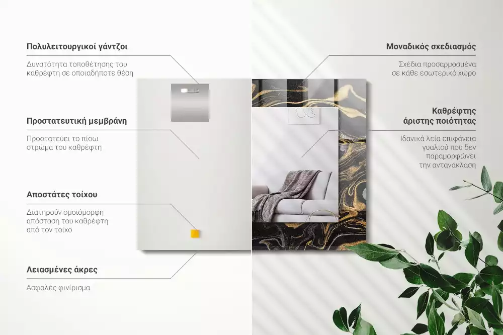 Rechthoekige spiegel met decoratie Abstract marmerpatroon