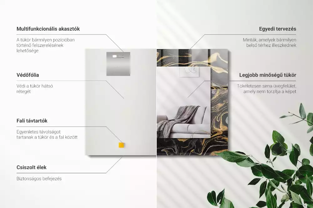 Rechthoekige spiegel met decoratie Abstract marmerpatroon