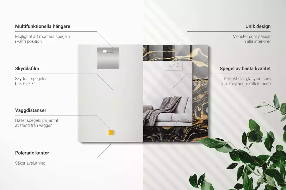 Rechthoekige spiegel met decoratie Abstract marmerpatroon