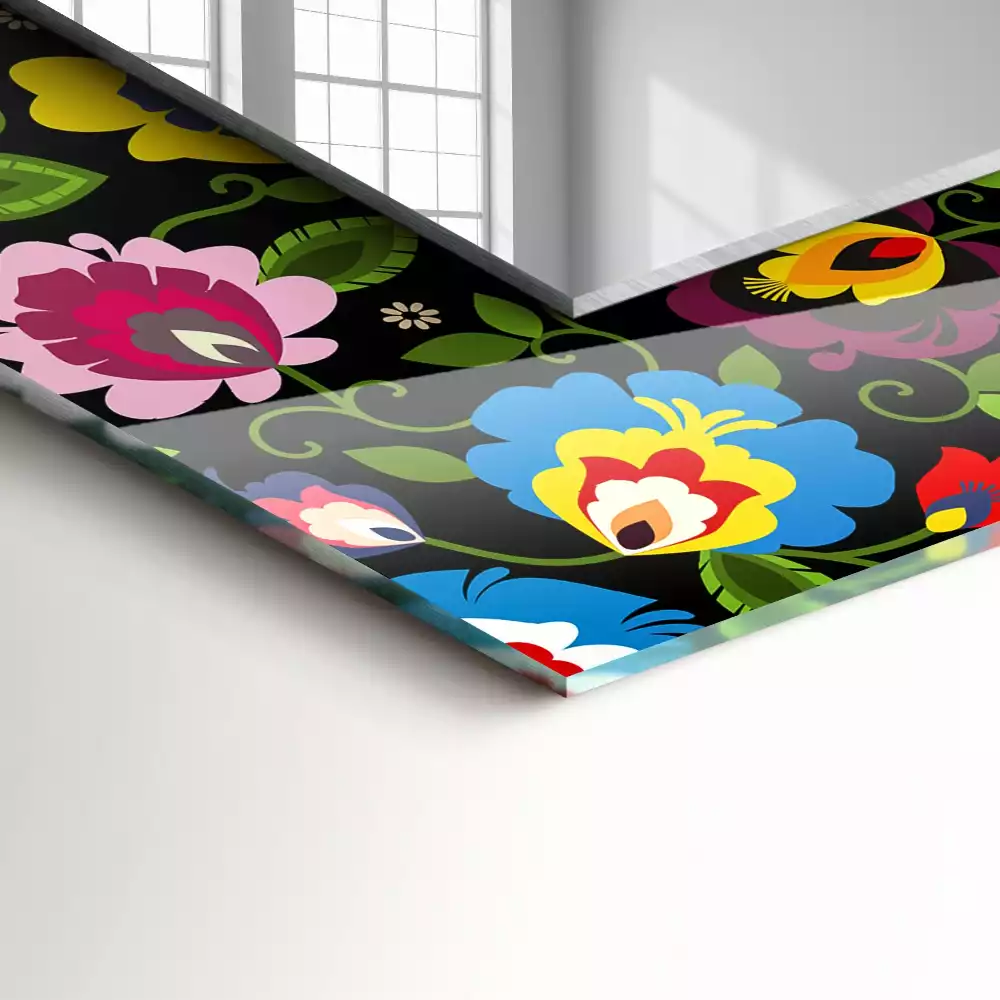 Rechthoekige spiegel lijst met print Kleurrijke volkspatronen