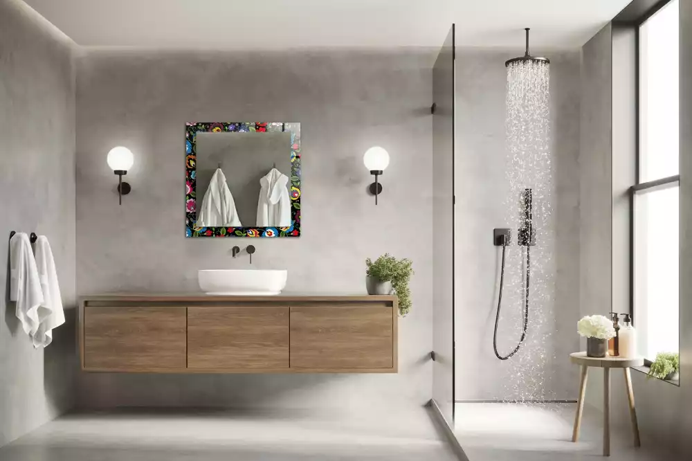 Rechthoekige spiegel lijst met print Kleurrijke volkspatronen