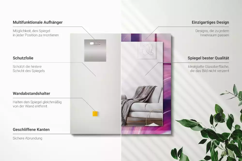 Bedrukte rechthoekige spiegel Abstracte kleurrijke golven