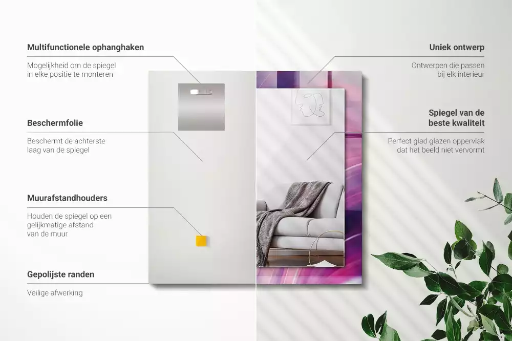 Bedrukte rechthoekige spiegel Abstracte kleurrijke golven