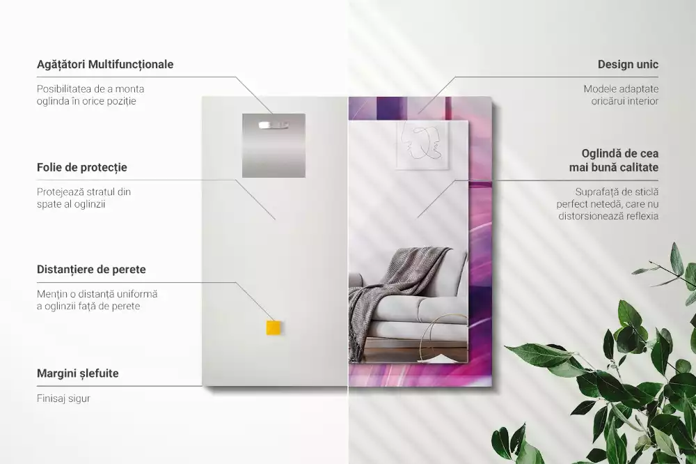 Bedrukte rechthoekige spiegel Abstracte kleurrijke golven