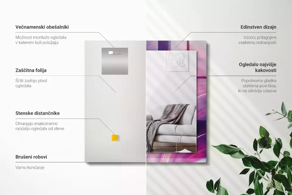 Bedrukte rechthoekige spiegel Abstracte kleurrijke golven