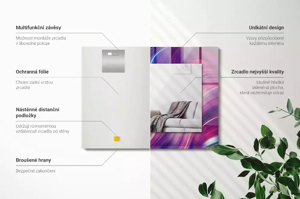 Bedrukte rechthoekige spiegel Abstracte kleurrijke golven