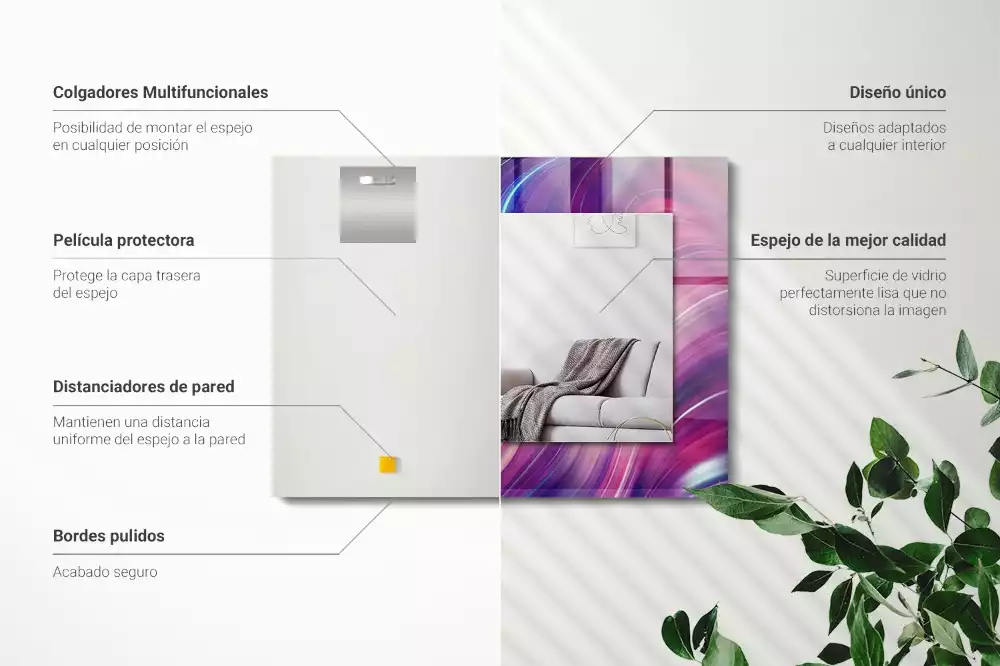 Bedrukte rechthoekige spiegel Abstracte kleurrijke golven