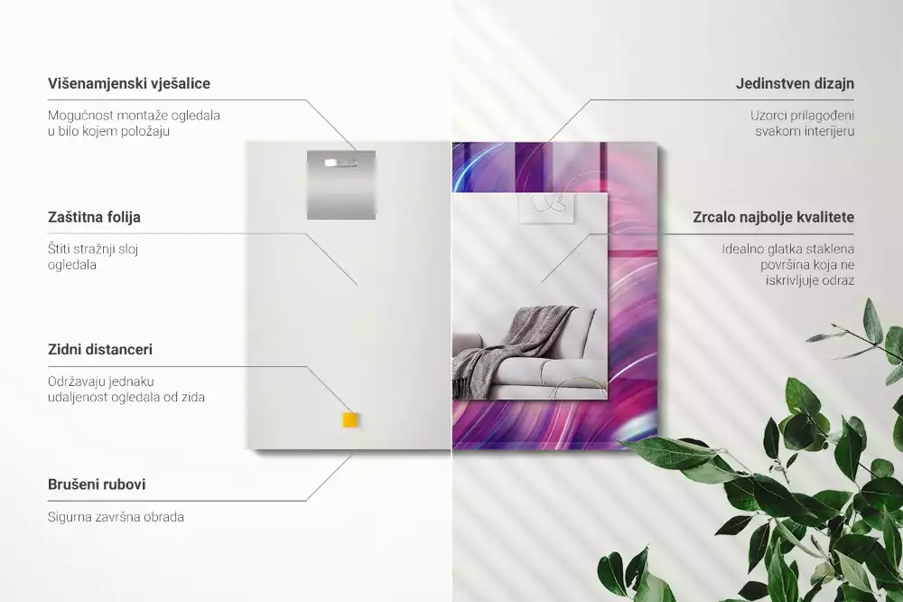 Bedrukte rechthoekige spiegel Abstracte kleurrijke golven