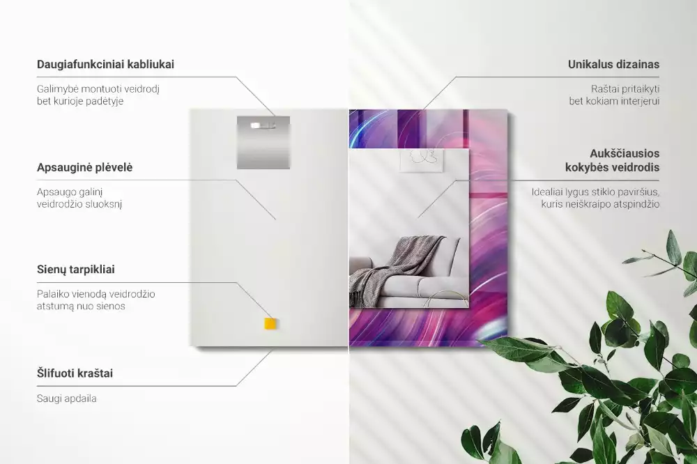 Bedrukte rechthoekige spiegel Abstracte kleurrijke golven