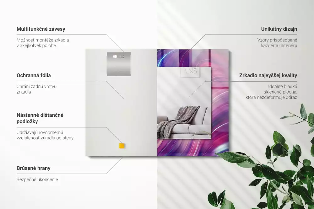 Bedrukte rechthoekige spiegel Abstracte kleurrijke golven