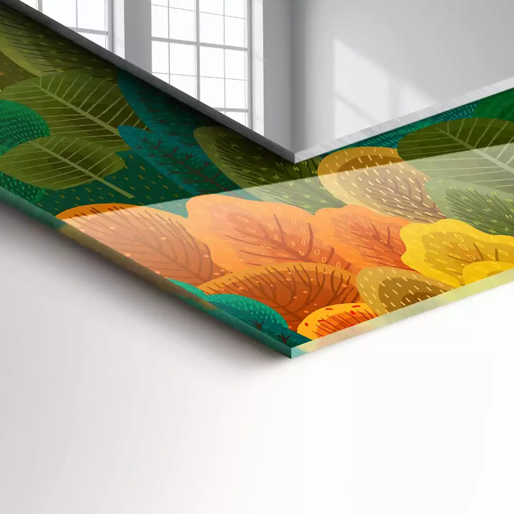 Rechthoekige spiegel met decoratie Herfstbomen