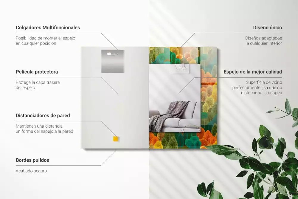 Rechthoekige spiegel met decoratie Herfstbomen