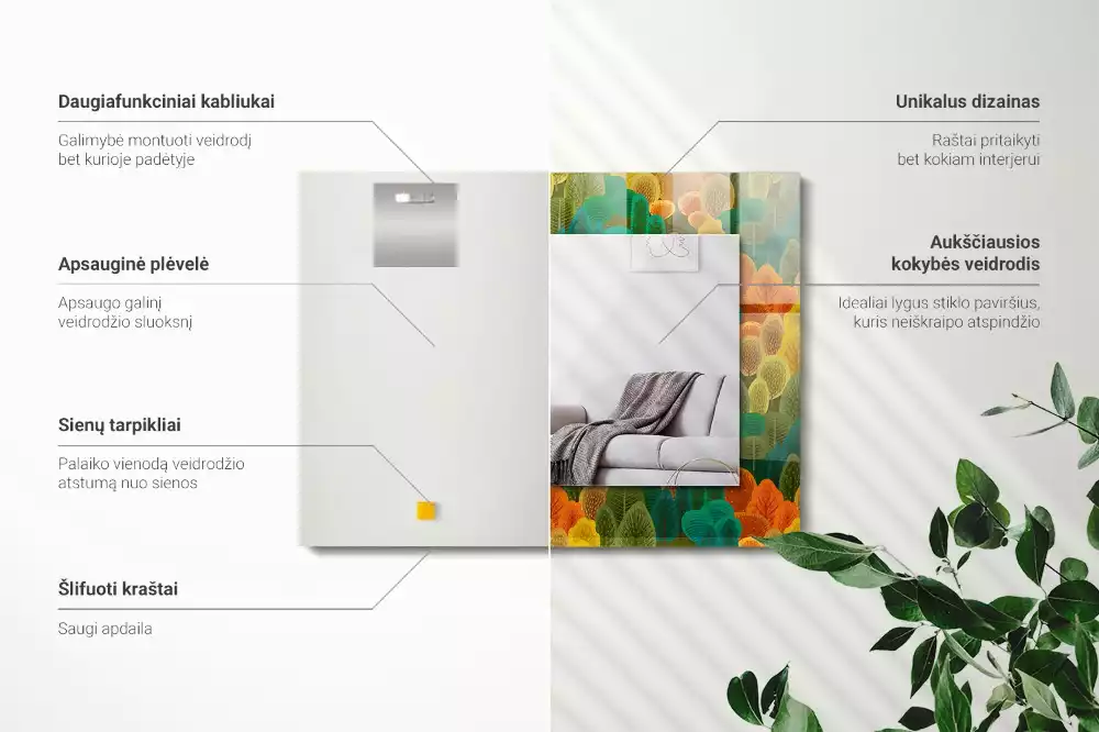 Rechthoekige spiegel met decoratie Herfstbomen