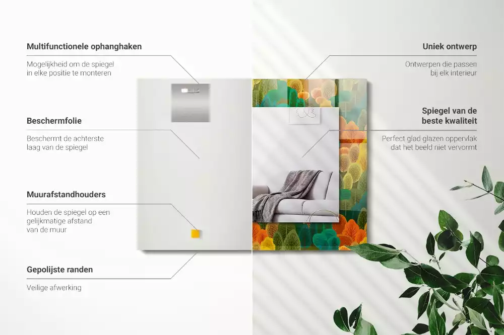 Rechthoekige spiegel met decoratie Herfstbomen