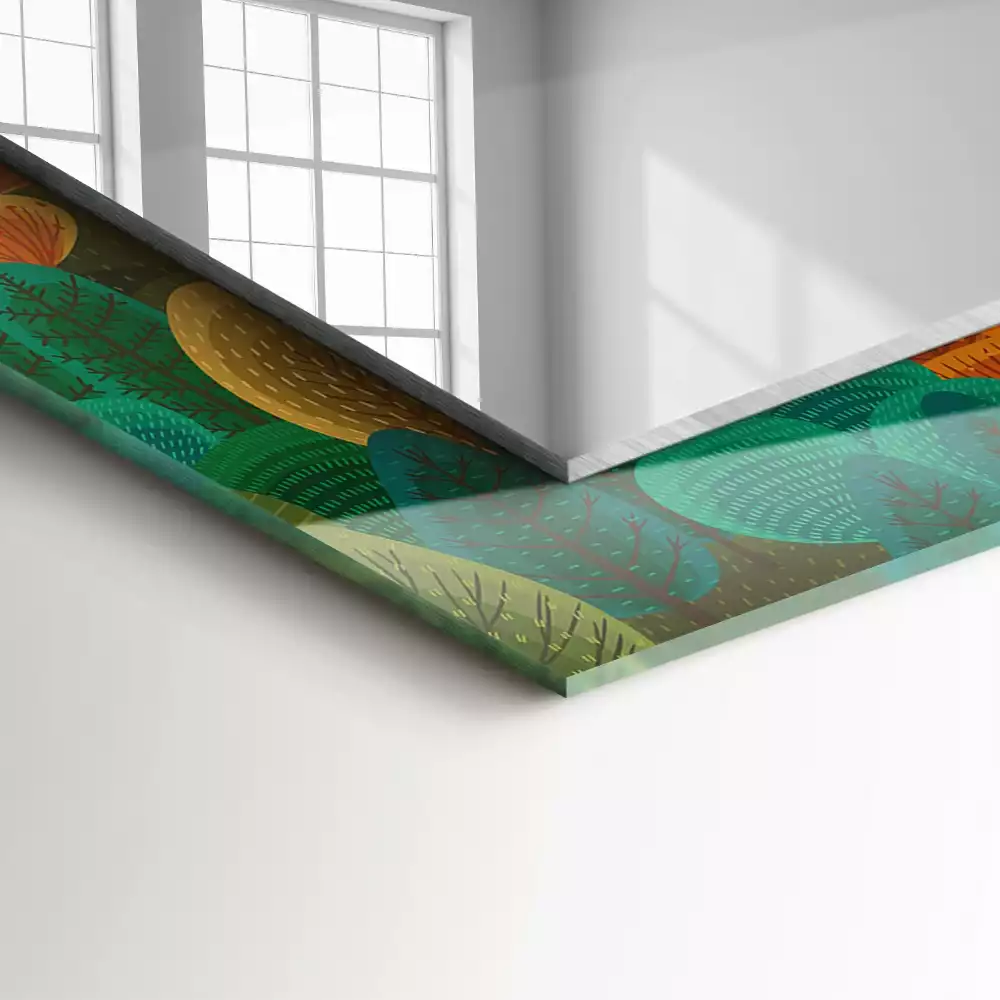 Rechthoekige spiegel met decoratie Herfstbomen