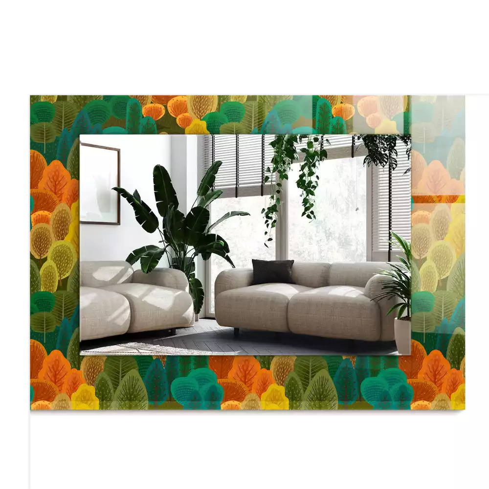 Rechthoekige spiegel met decoratie Herfstbomen