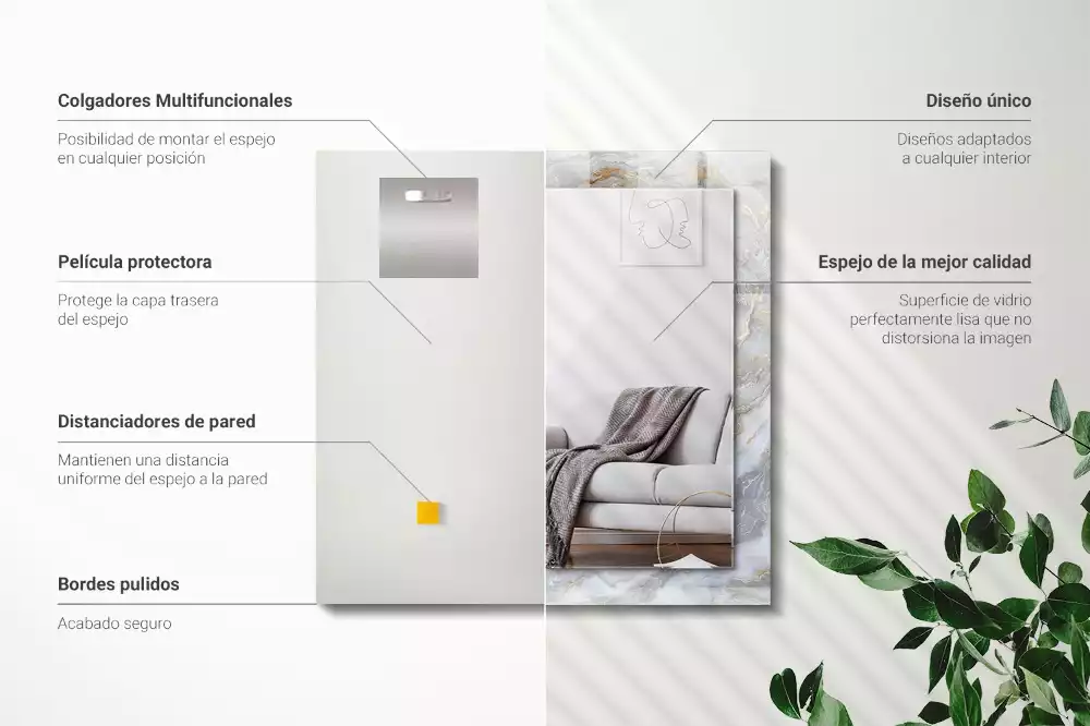 Rechthoekige spiegel lijst met print Marmerpatroon textuur