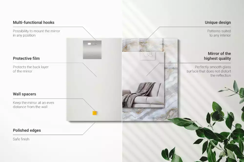 Rechthoekige spiegel lijst met print Marmerpatroon textuur