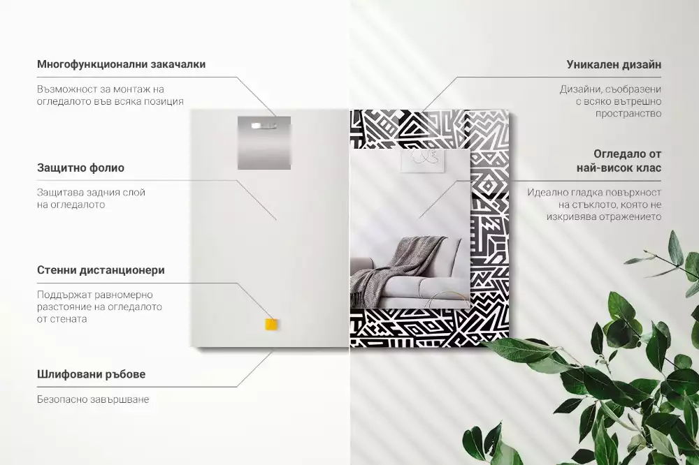 Bedrukte rechthoekige spiegel Geometrisch patroon