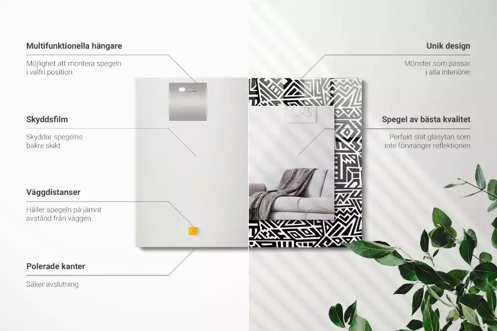 Bedrukte rechthoekige spiegel Geometrisch patroon