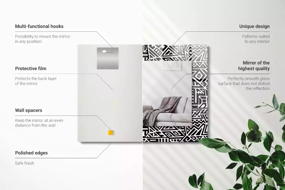 Bedrukte rechthoekige spiegel Geometrisch patroon