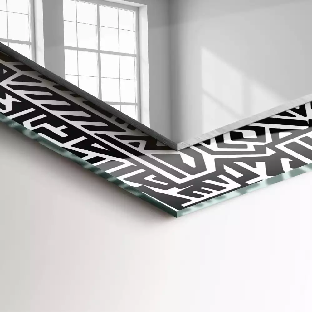Bedrukte rechthoekige spiegel Geometrisch patroon