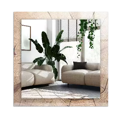 Rechthoekige spiegel met decoratie Dwarsdoorsnede van een boomstam