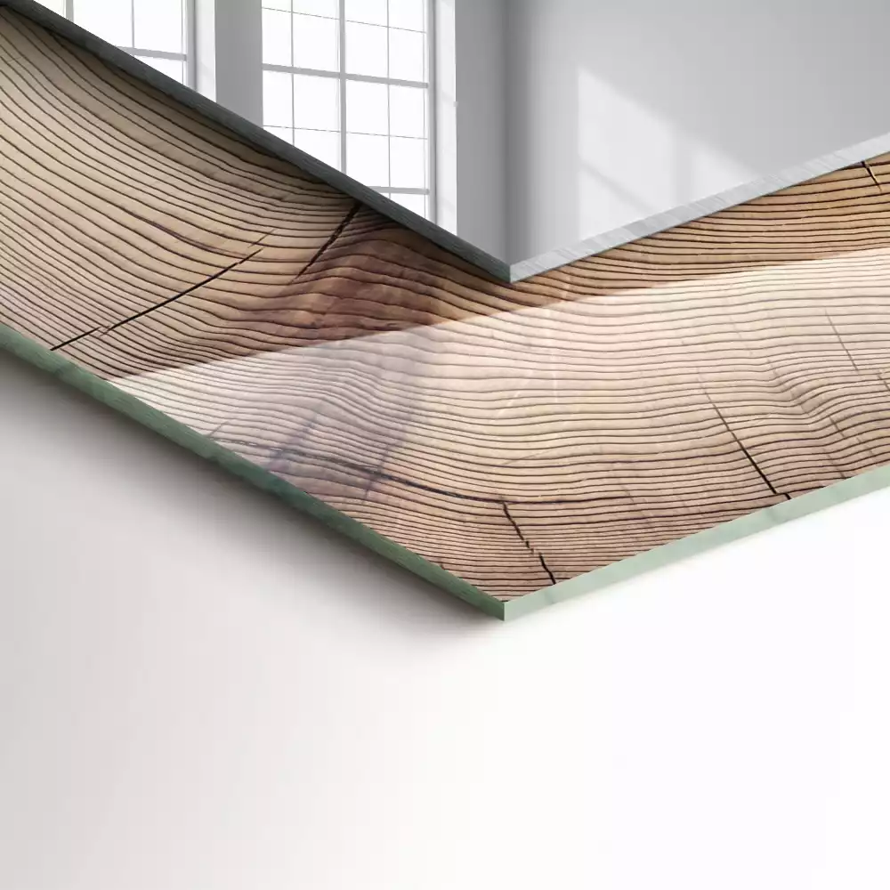 Rechthoekige spiegel met decoratie Dwarsdoorsnede van een boomstam