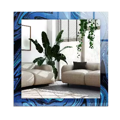 Rechthoekige spiegel lijst met print Abstract blauw patroon