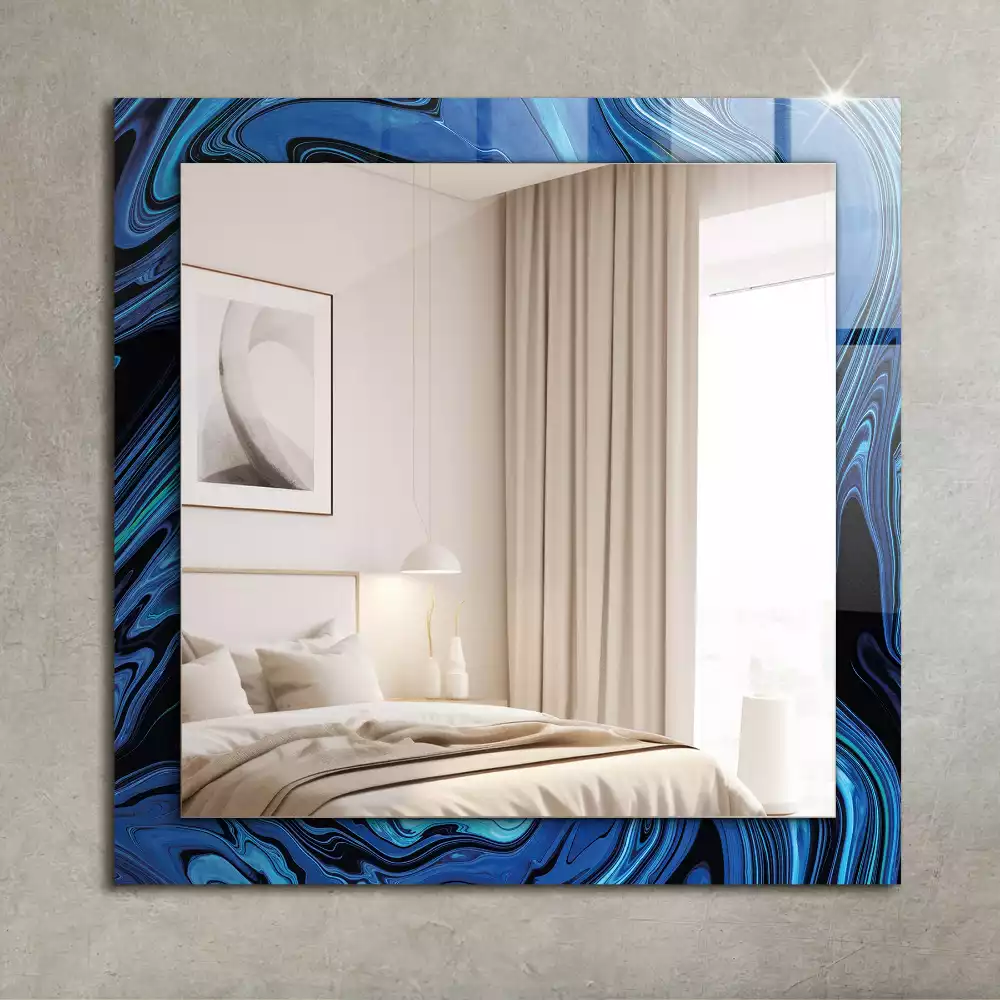 Rechthoekige spiegel lijst met print Abstract blauw patroon