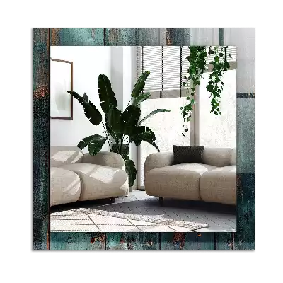 Bedrukte rechthoekige spiegel Houten groene planken