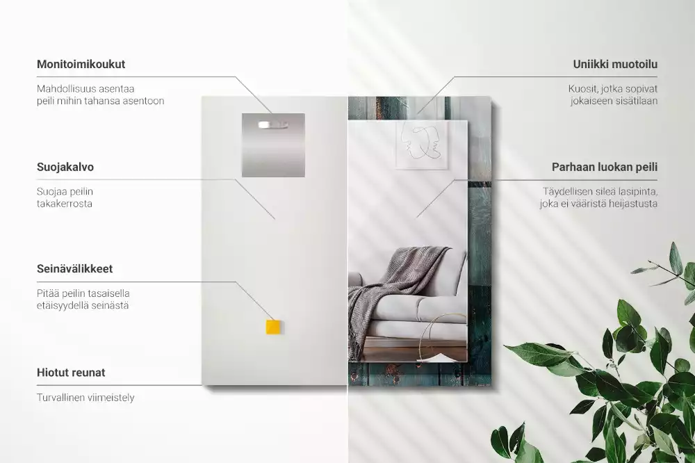 Bedrukte rechthoekige spiegel Houten groene planken