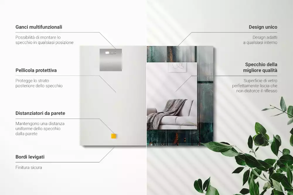 Bedrukte rechthoekige spiegel Houten groene planken