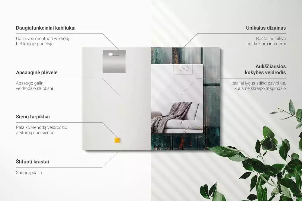 Bedrukte rechthoekige spiegel Houten groene planken