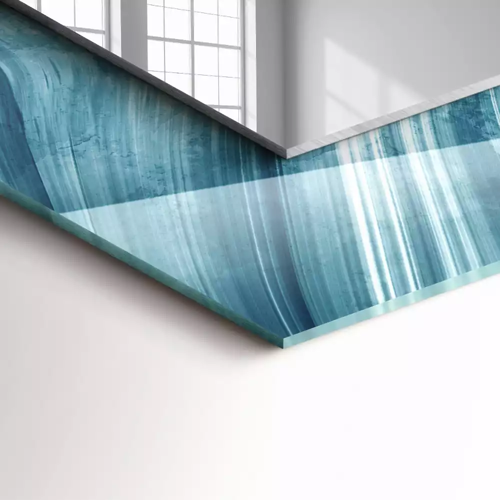 Rechthoekige spiegel met decoratie Abstracte blauwe lijnen