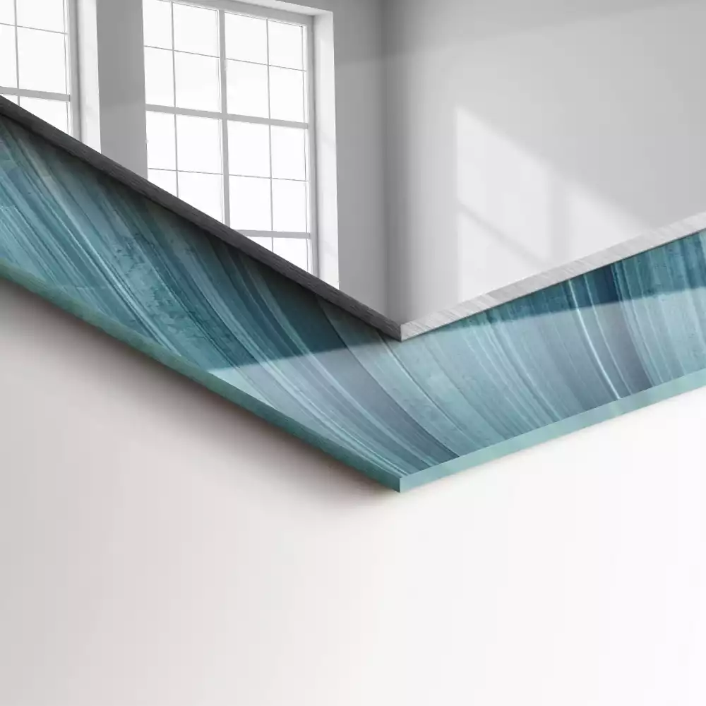 Rechthoekige spiegel met decoratie Abstracte blauwe lijnen