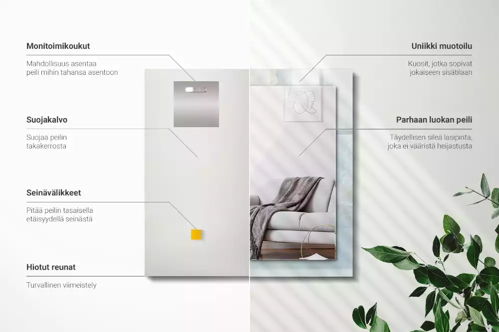 Rechthoekige spiegel lijst met print Blauw Onyx Marmer