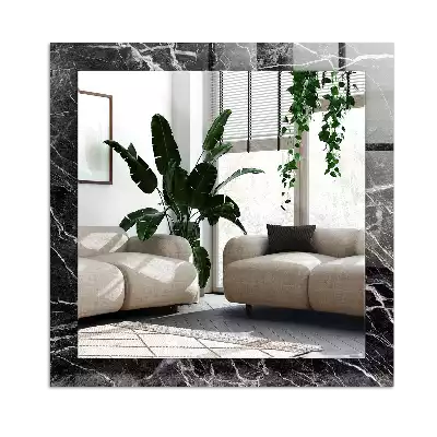 Bedrukte rechthoekige spiegel Zwart marmer