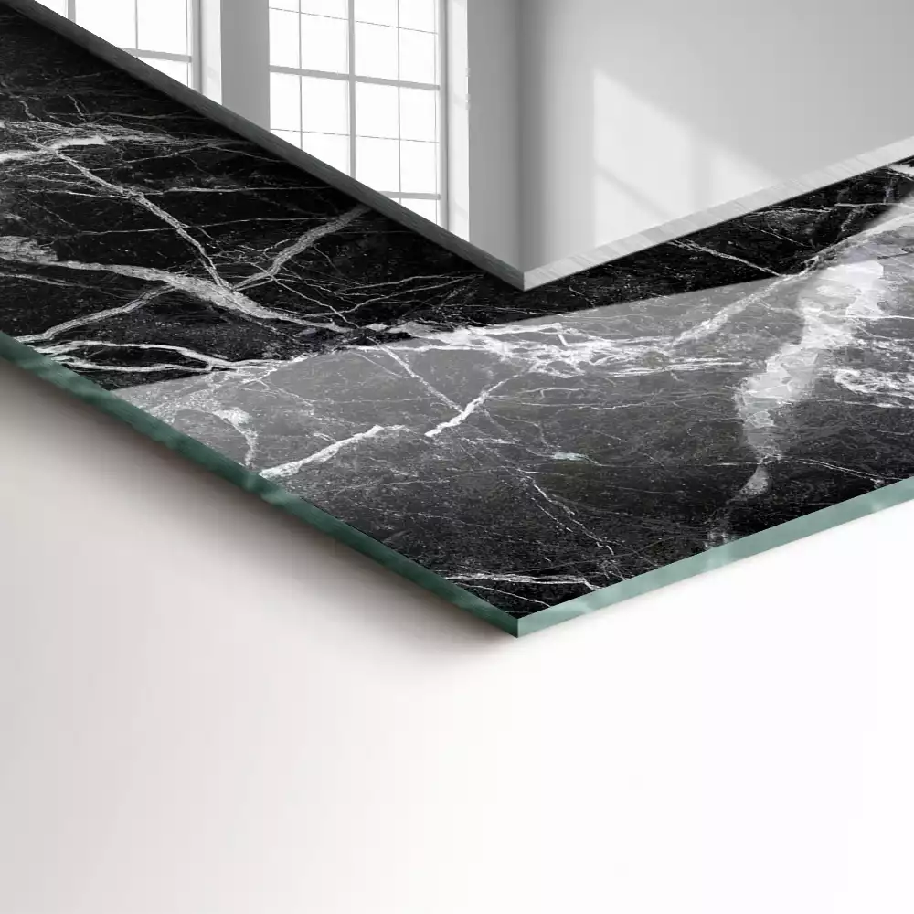 Bedrukte rechthoekige spiegel Zwart marmer