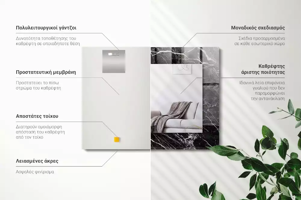 Bedrukte rechthoekige spiegel Zwart marmer