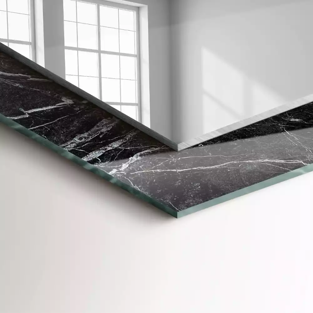 Bedrukte rechthoekige spiegel Zwart marmer