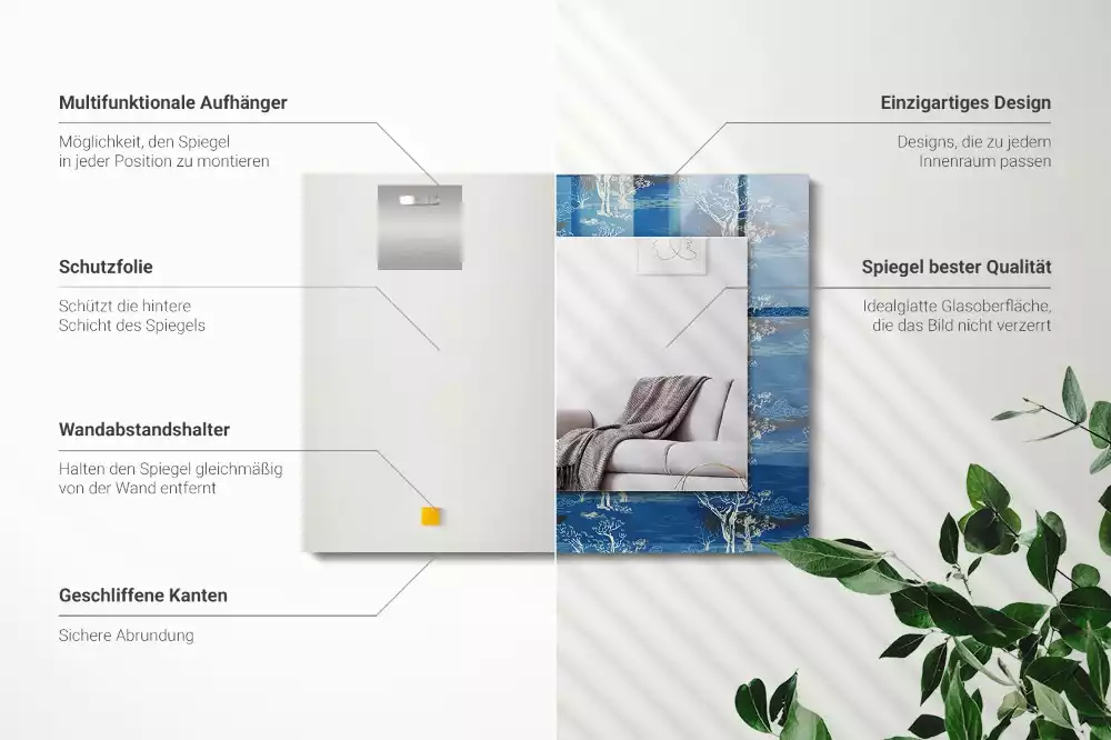 Rechthoekige spiegel met bedrukte lijst Bomenlandschap