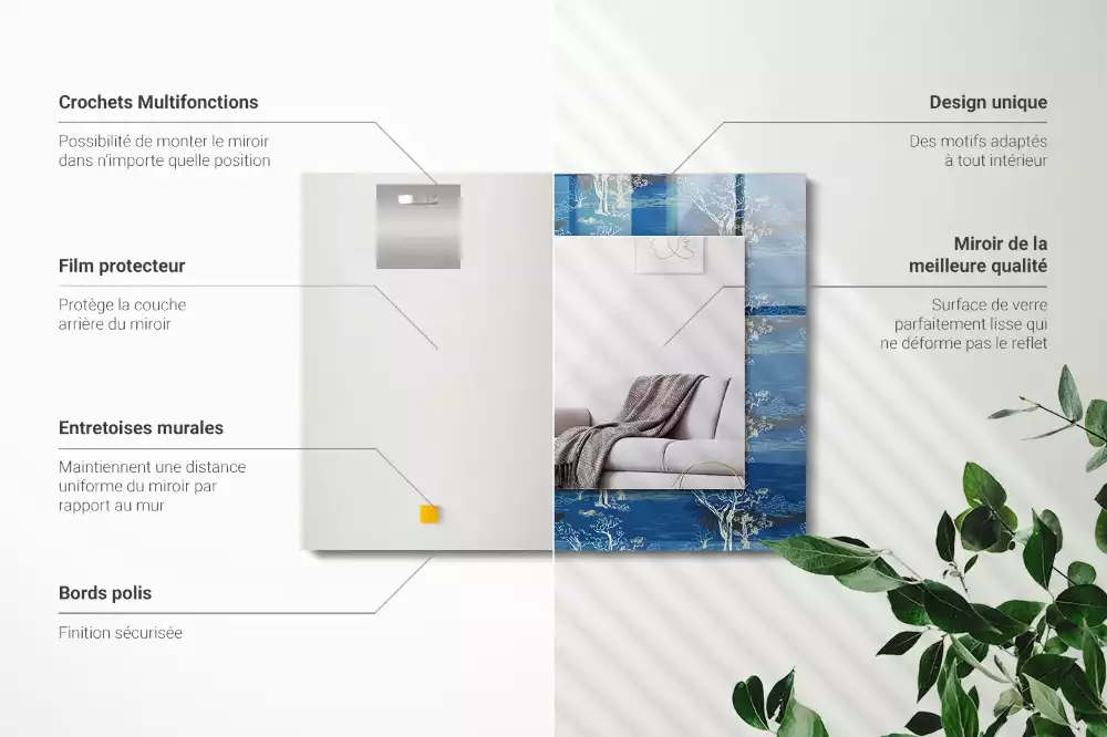 Rechthoekige spiegel met bedrukte lijst Bomenlandschap