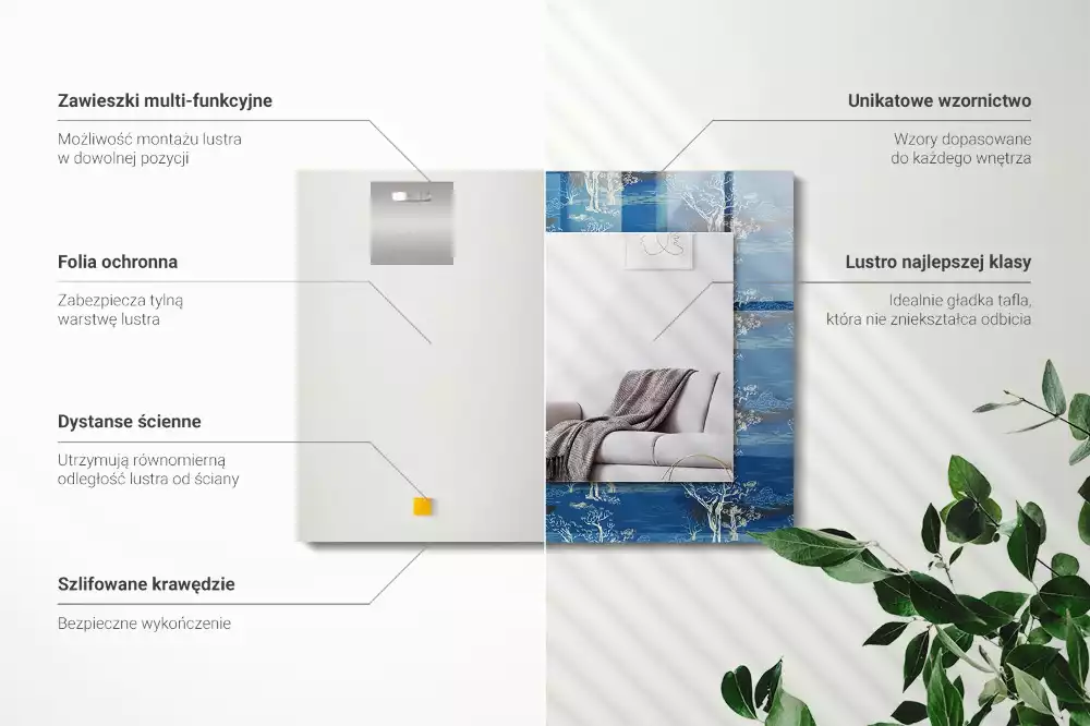 Rechthoekige spiegel met bedrukte lijst Bomenlandschap