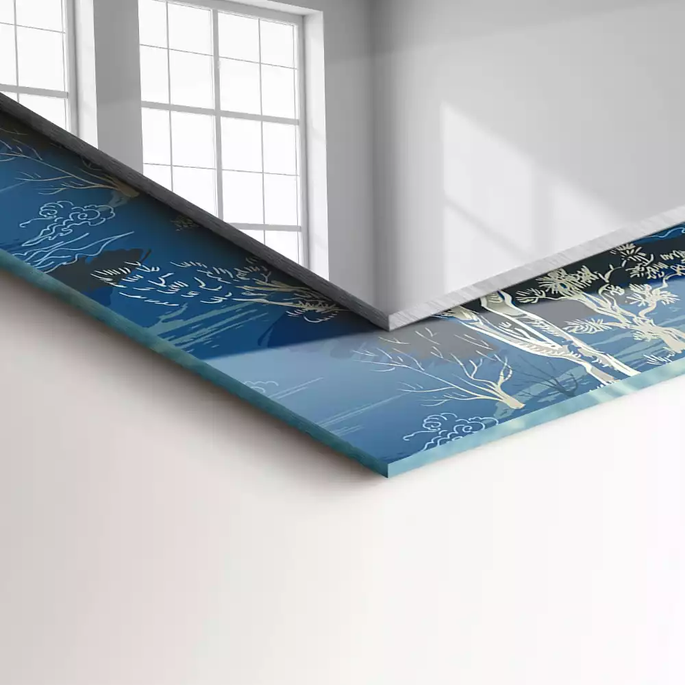 Rechthoekige spiegel met bedrukte lijst Bomenlandschap