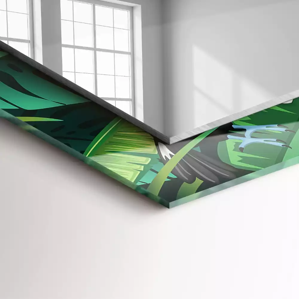 Rechthoekige spiegel lijst met print Toekans verlaten de jungle