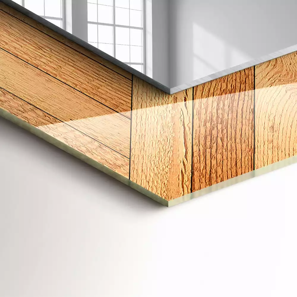 Rechthoekige spiegel met bedrukte lijst Houten parket